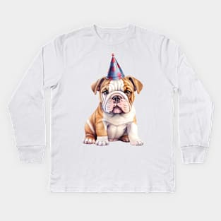 Birthday Bulldog Kids Long Sleeve T-Shirt